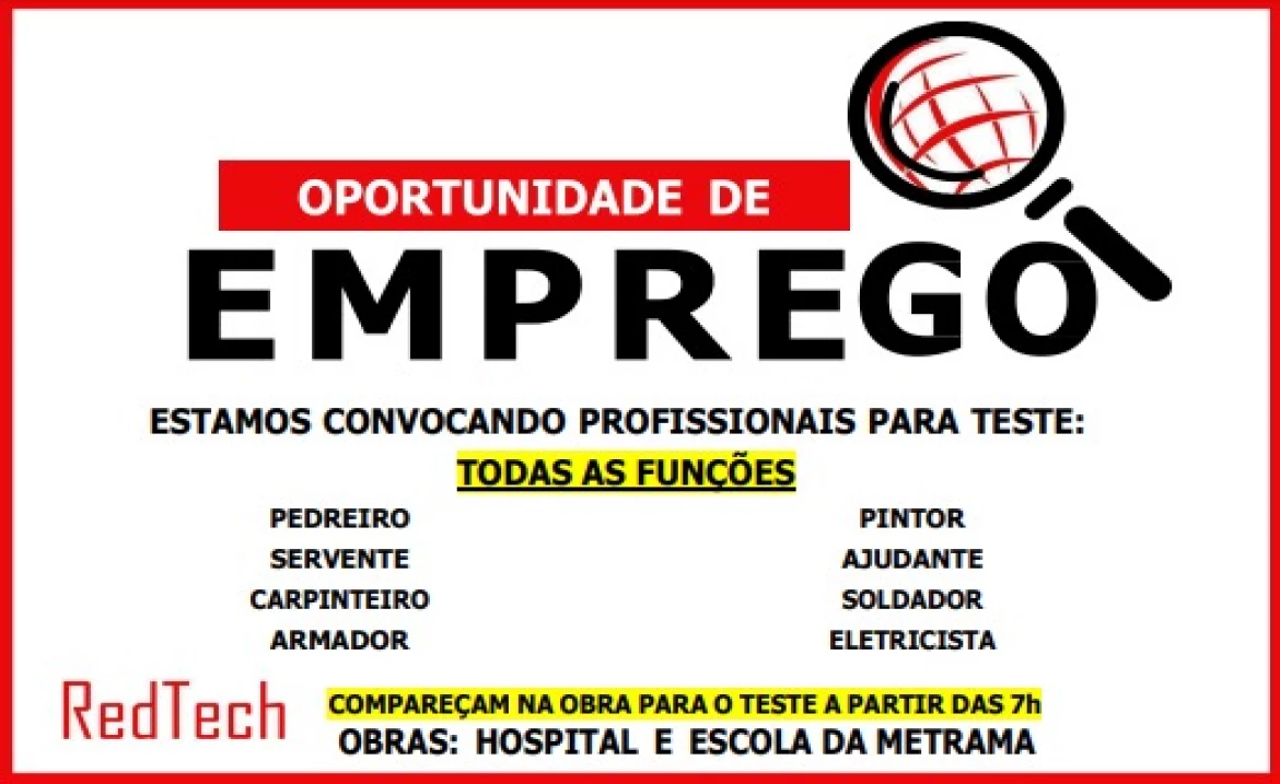 OPORTUNIDADE DE EMPREGO