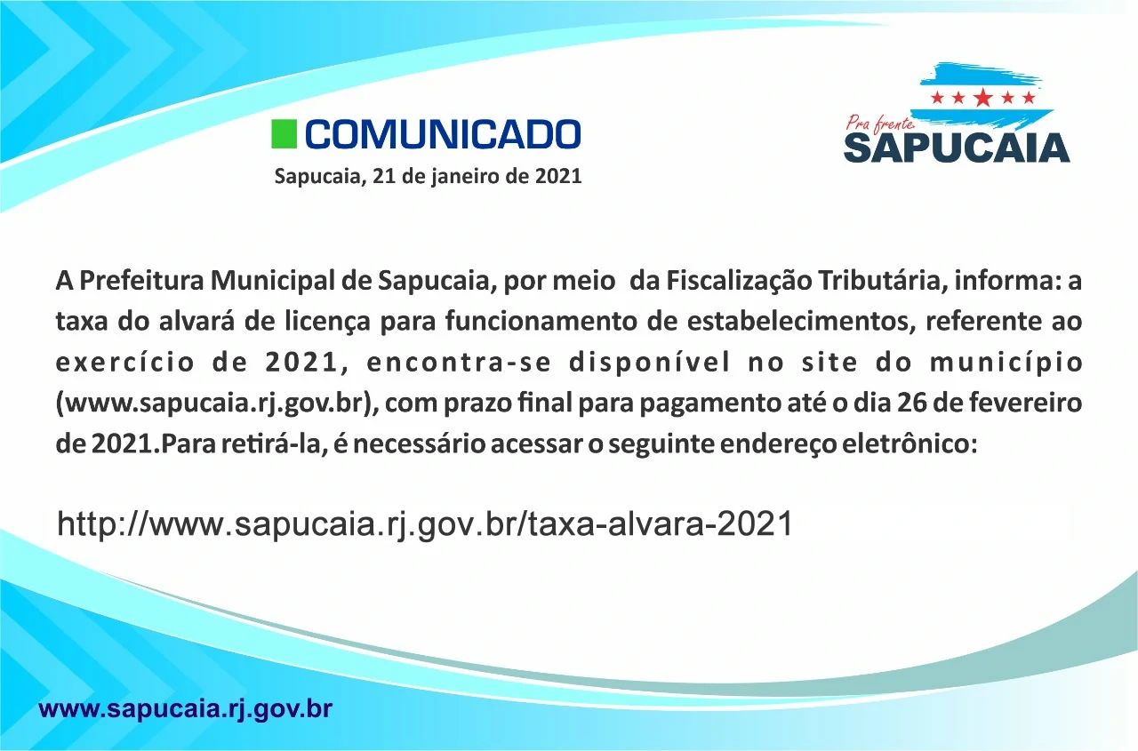 A Prefeitura Municipal de Sapucaia informa.